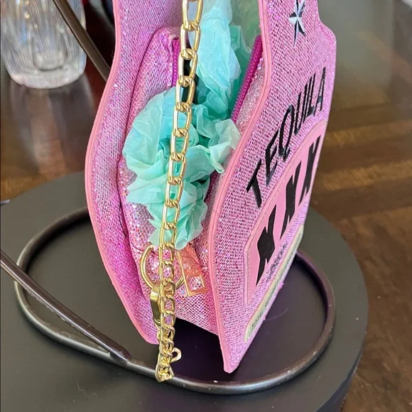 Pink Glitter Tequila Bottle Bag - Picture 3 of 9